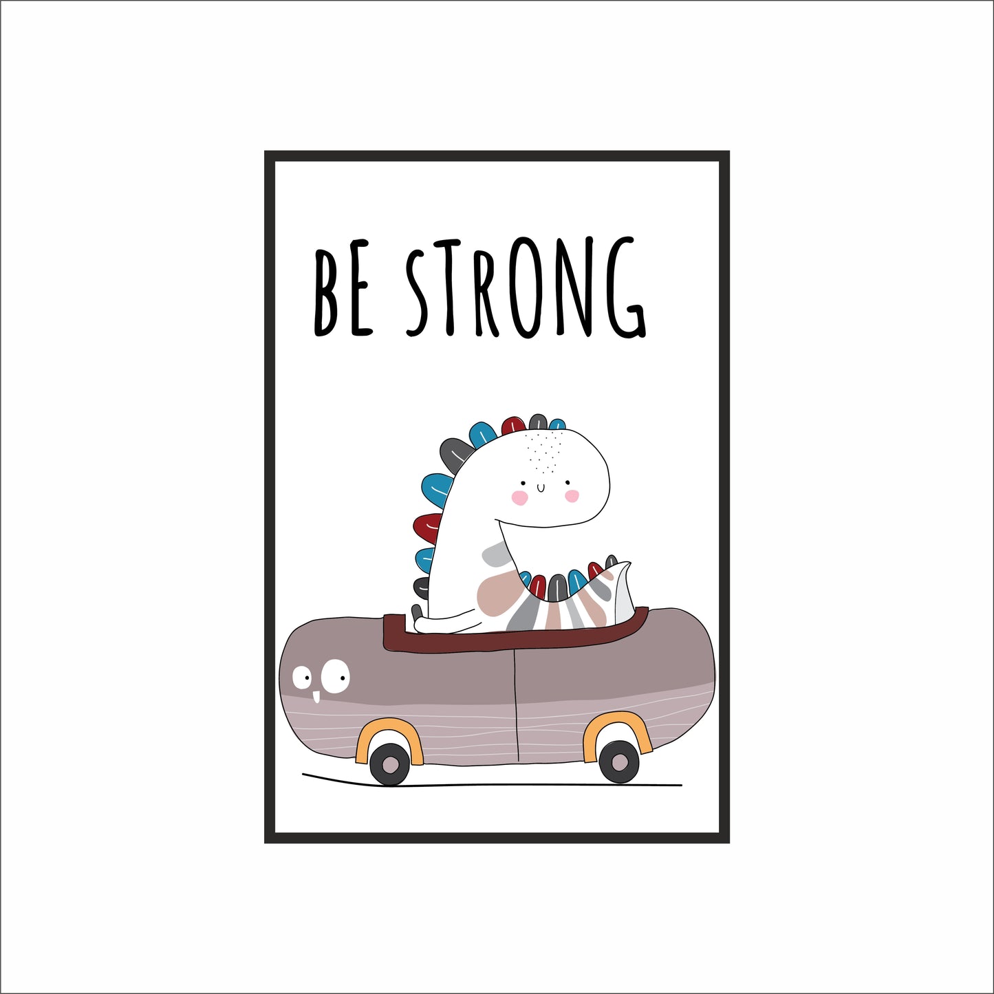 Be Strong Wall Frame – Fun Dinosaur Art for Kids’ Room Décor 🦕💪