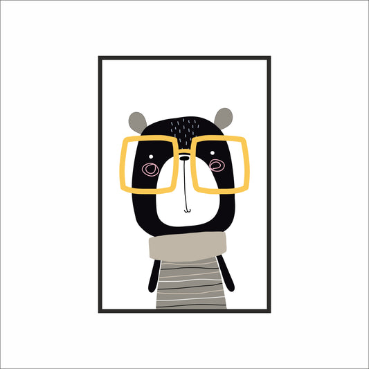 Smarty Bear Wall Frame – Adorable Animal Art for Kids’ Room Décor 🐻💛