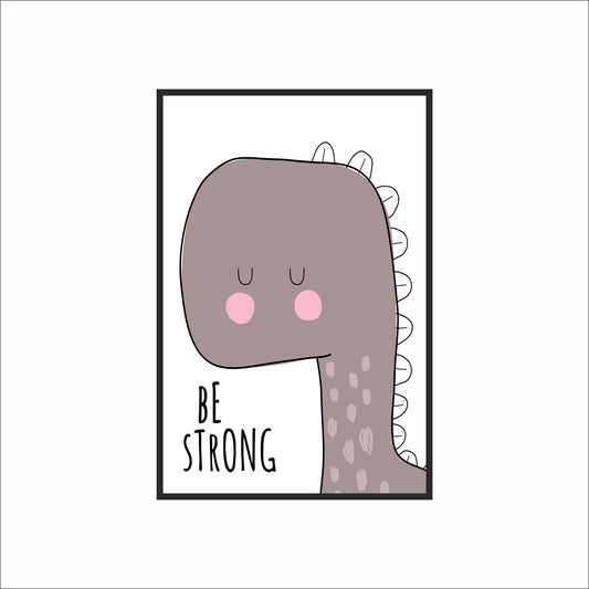 Brave Dino Wall Frame – Adorable Motivational Art for Kids’ Room 🦕💪