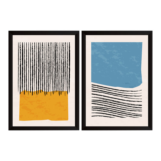 Modern Abstract Wall Art Set of 2 | Minimalist Geometric Prints