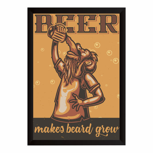 Beer Wall Art | Framed Beer Themed Beard Artwork | Funny Bar & Pub Décor | Beer Lover Wall Art