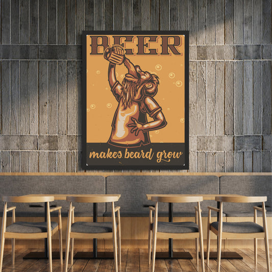Beer Wall Art | Framed Beer Themed Beard Artwork | Funny Bar & Pub Décor | Beer Lover Wall Art