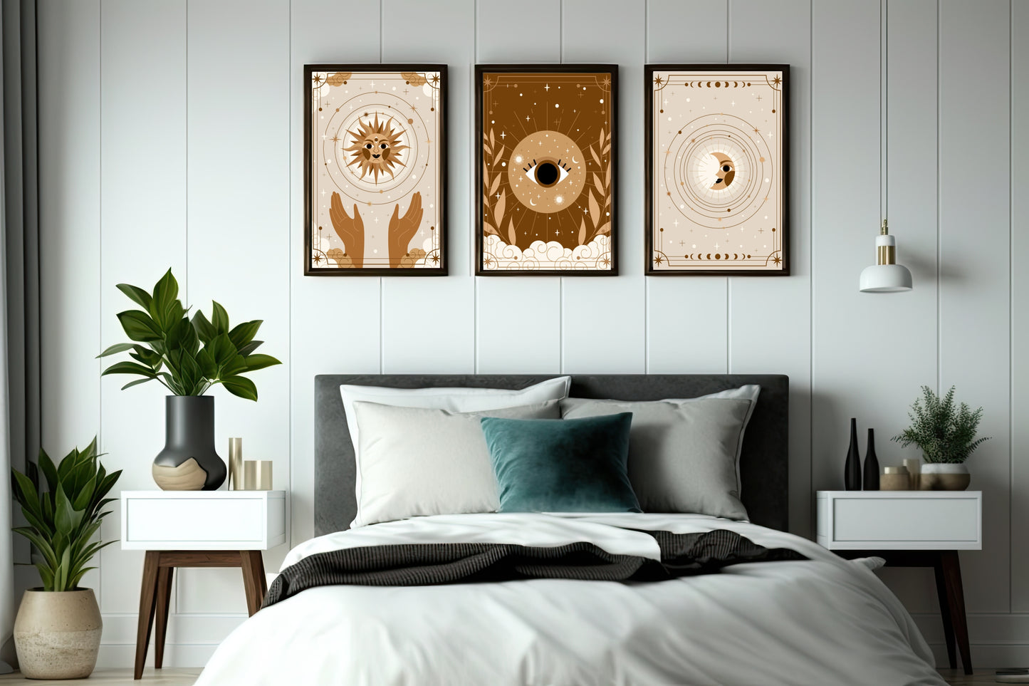 Celestial Harmony Wall Frame Set – Mystical Art for Modern Luxury Spaces