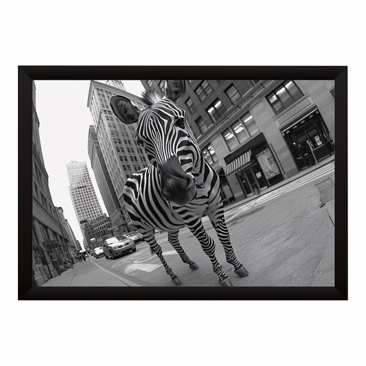 Urban Zebra Black & White Wall Art | Wildlife Photography