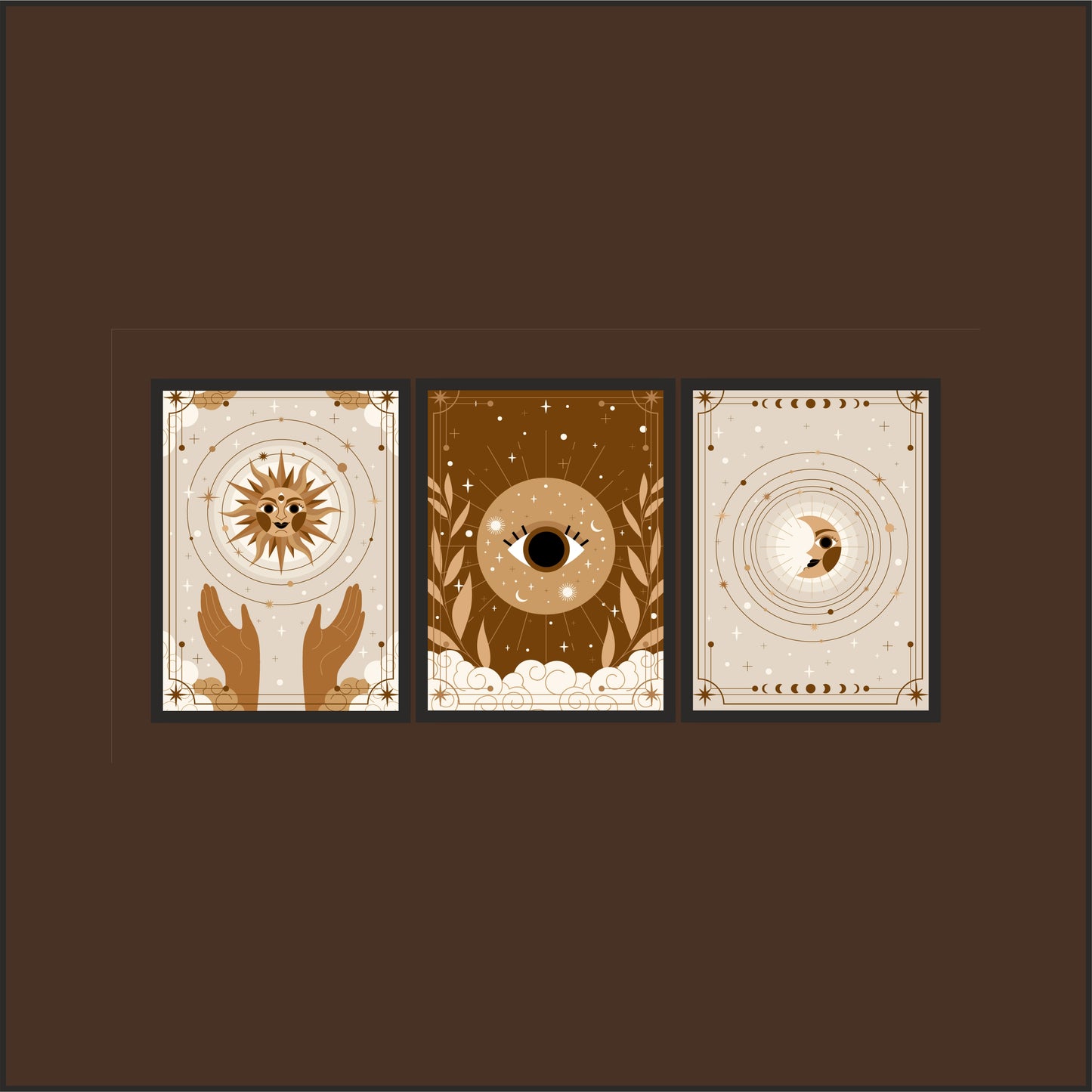 Celestial Harmony Wall Frame Set – Mystical Art for Modern Luxury Spaces