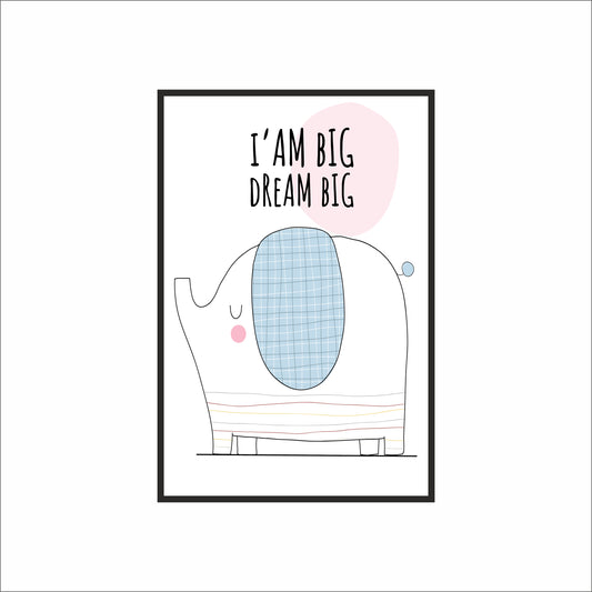 Dream Big Elephant Wall Frame – Inspiring Art for Kids’ Room Décor 🐘💫