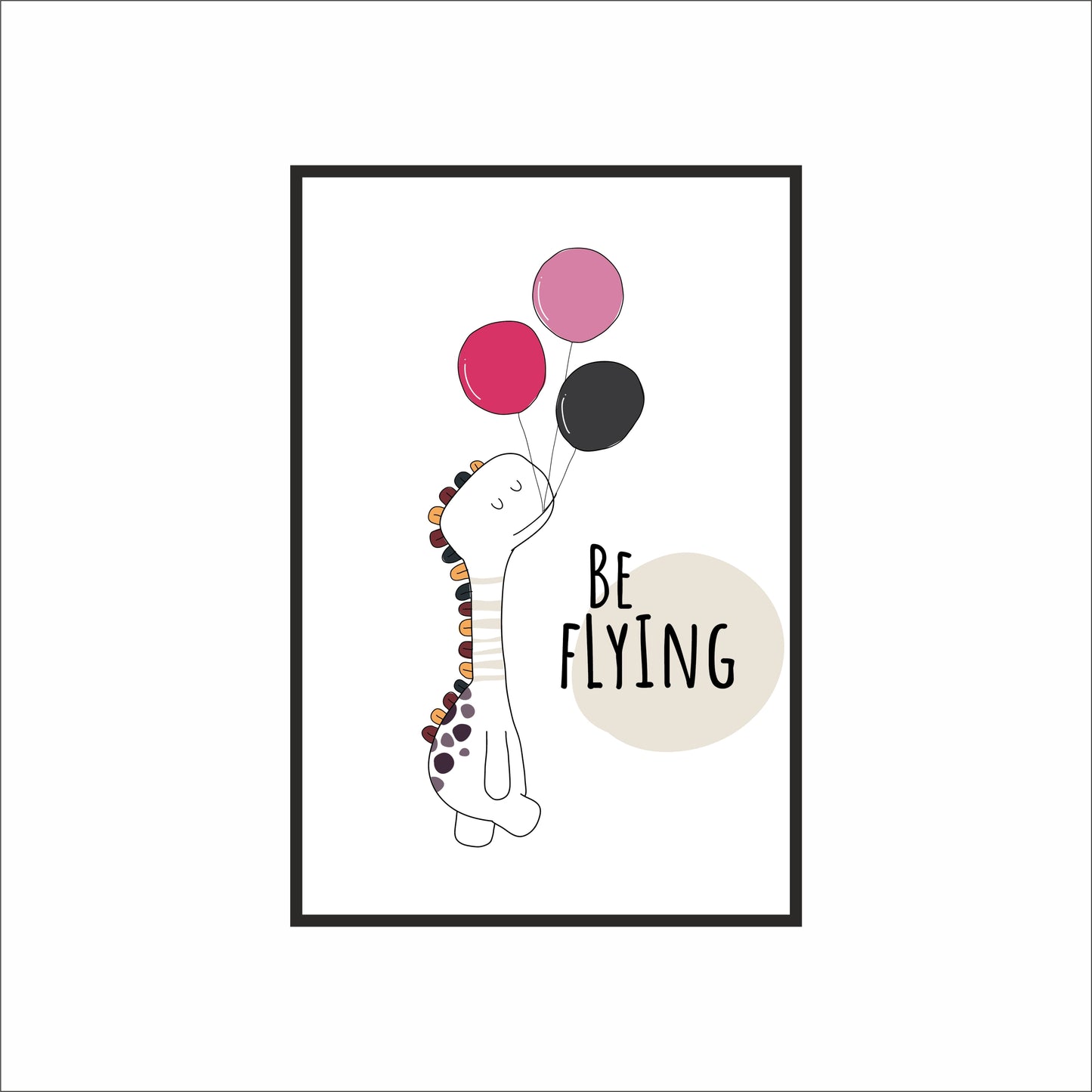 Flying Dino Wall Frame – Playful Motivational Art for Kids’ Room 🦕🎈