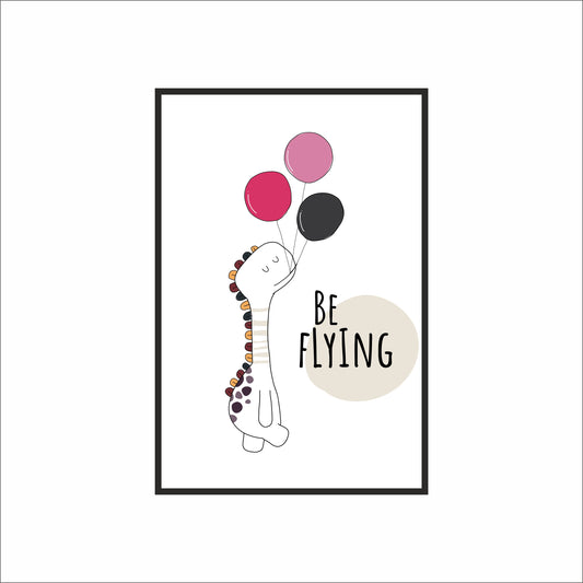 Flying Dino Wall Frame – Playful Motivational Art for Kids’ Room 🦕🎈