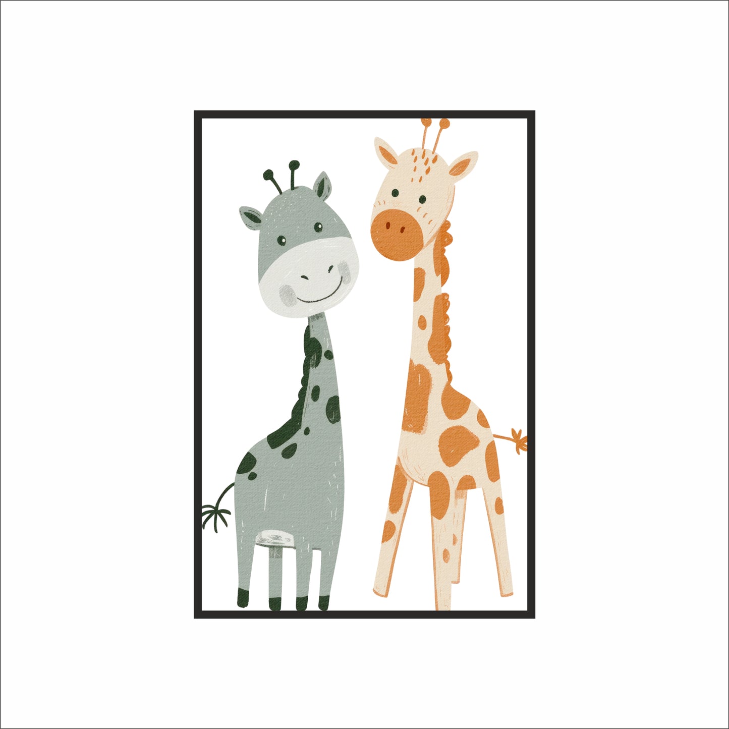 Gentle Giraffe Duo Wall Frame – Cuteness That Stands Tall! 🦒💛