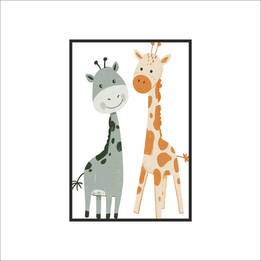 Gentle Giraffe Duo Wall Frame – Cuteness That Stands Tall! 🦒💛