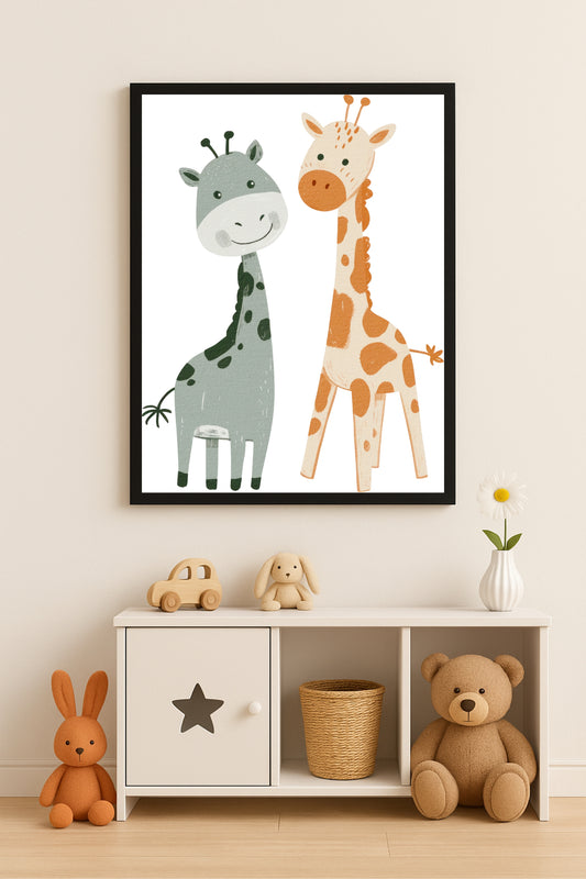 Gentle Giraffe Duo Wall Frame – Cuteness That Stands Tall! 🦒💛