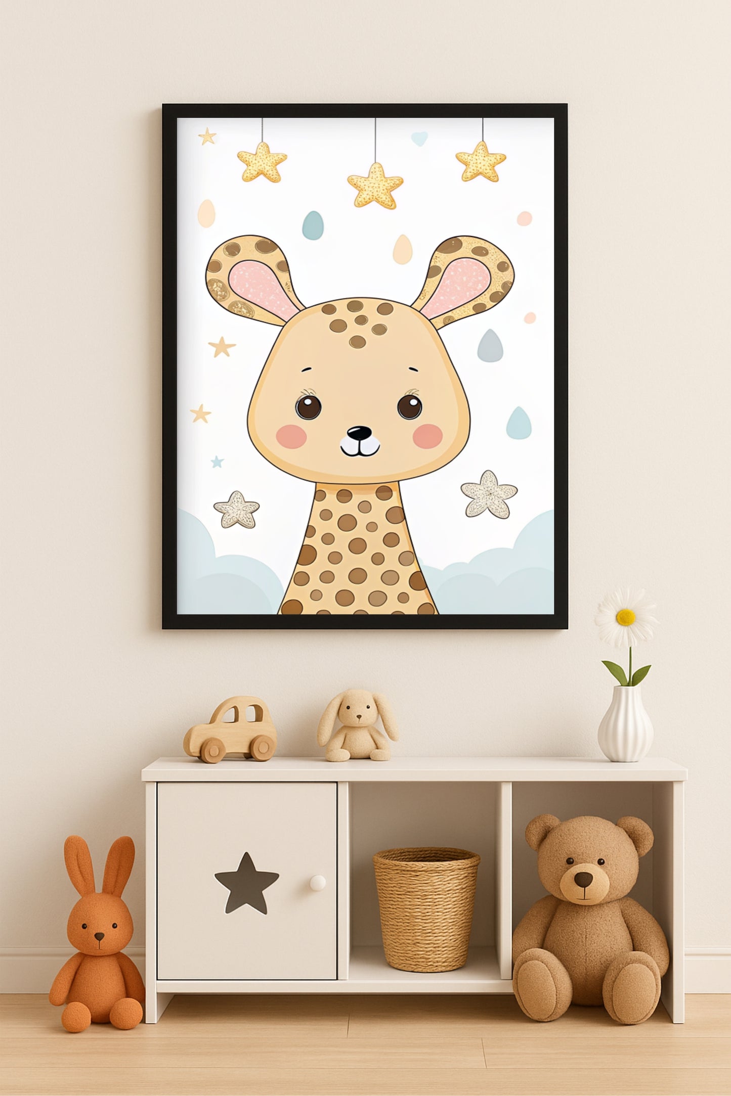 Sunny Cheetah Wall Frame – Cute Animal Art for Kids’ Room Décor 🐆🌼