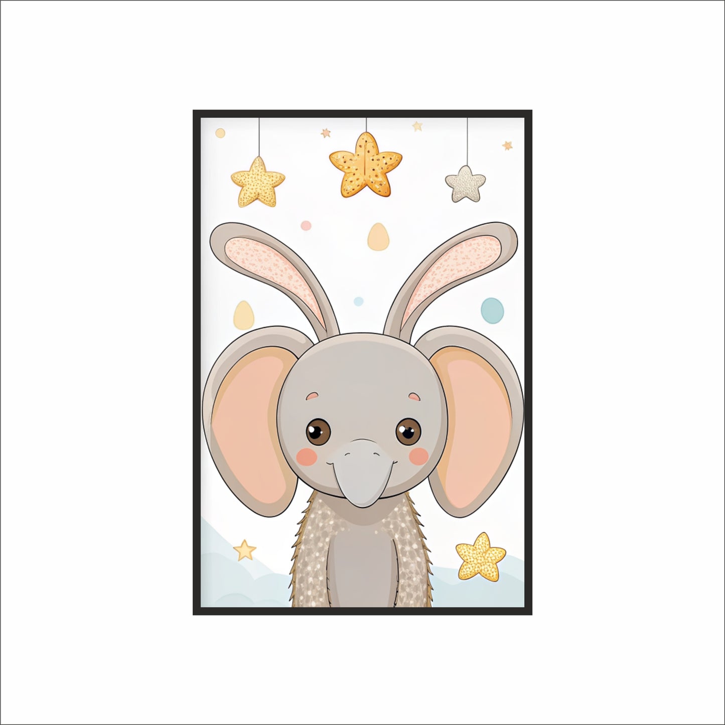 Ellie Elephant Wall Frame – Sweet Animal Art for Kids’ Room Décor 🐘💫