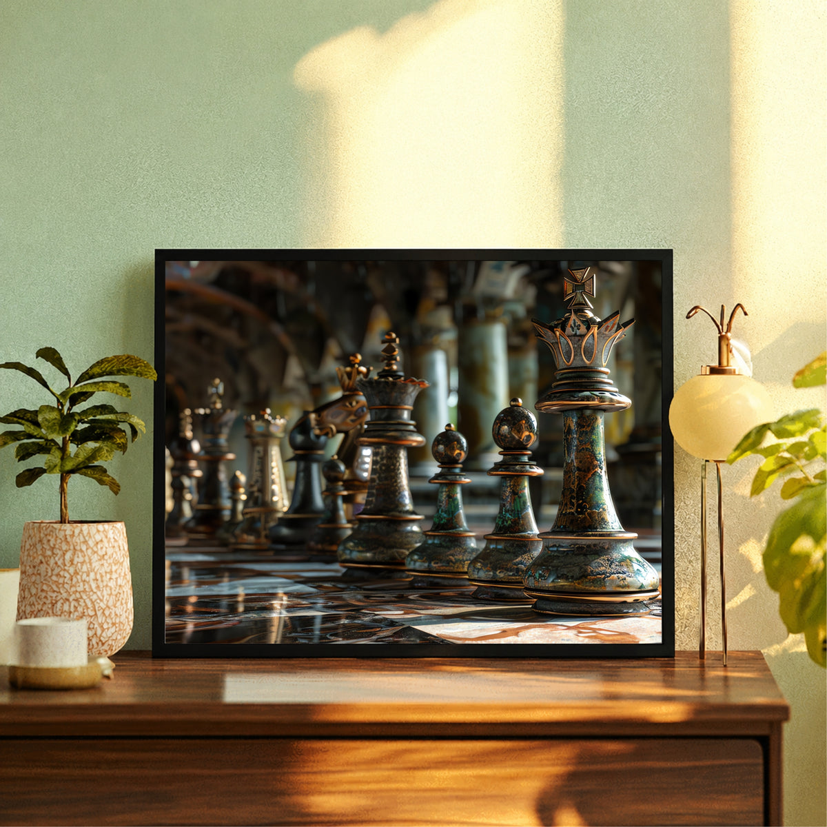 Chess Wall Art | Framed Chess King & Pieces Artwork | Strategy & Mindset Décor