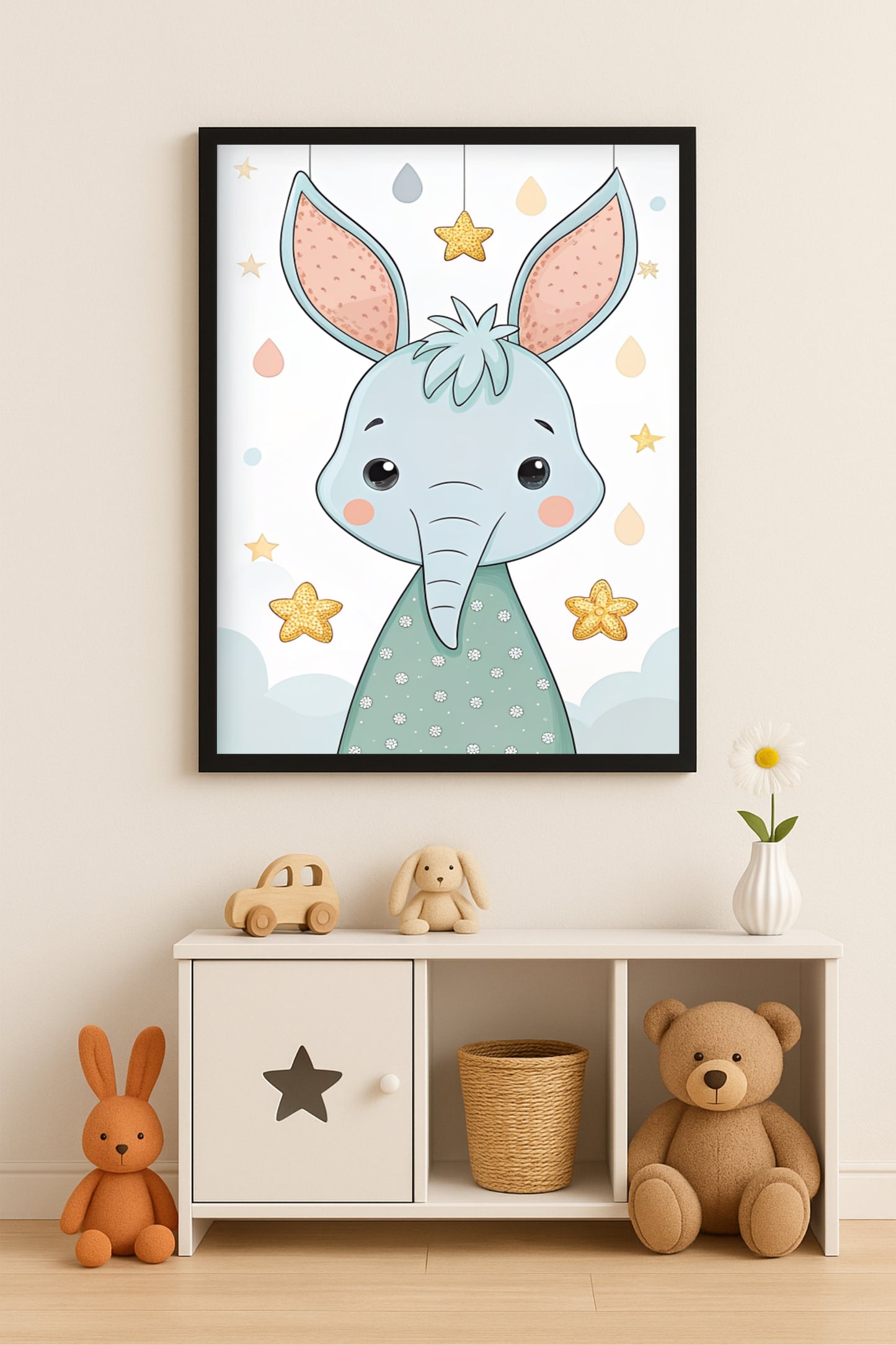Benny Blue Donkey Wall Frame – Adorable Animal Art for Kids’ Room Décor 🐴💙