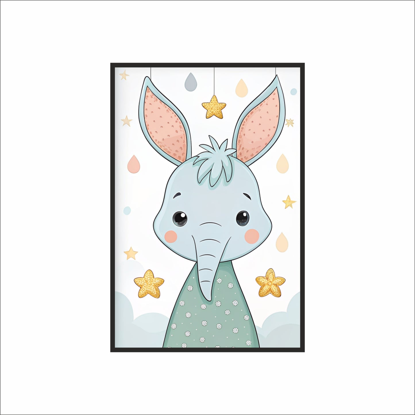 Benny Blue Donkey Wall Frame – Adorable Animal Art for Kids’ Room Décor 🐴💙