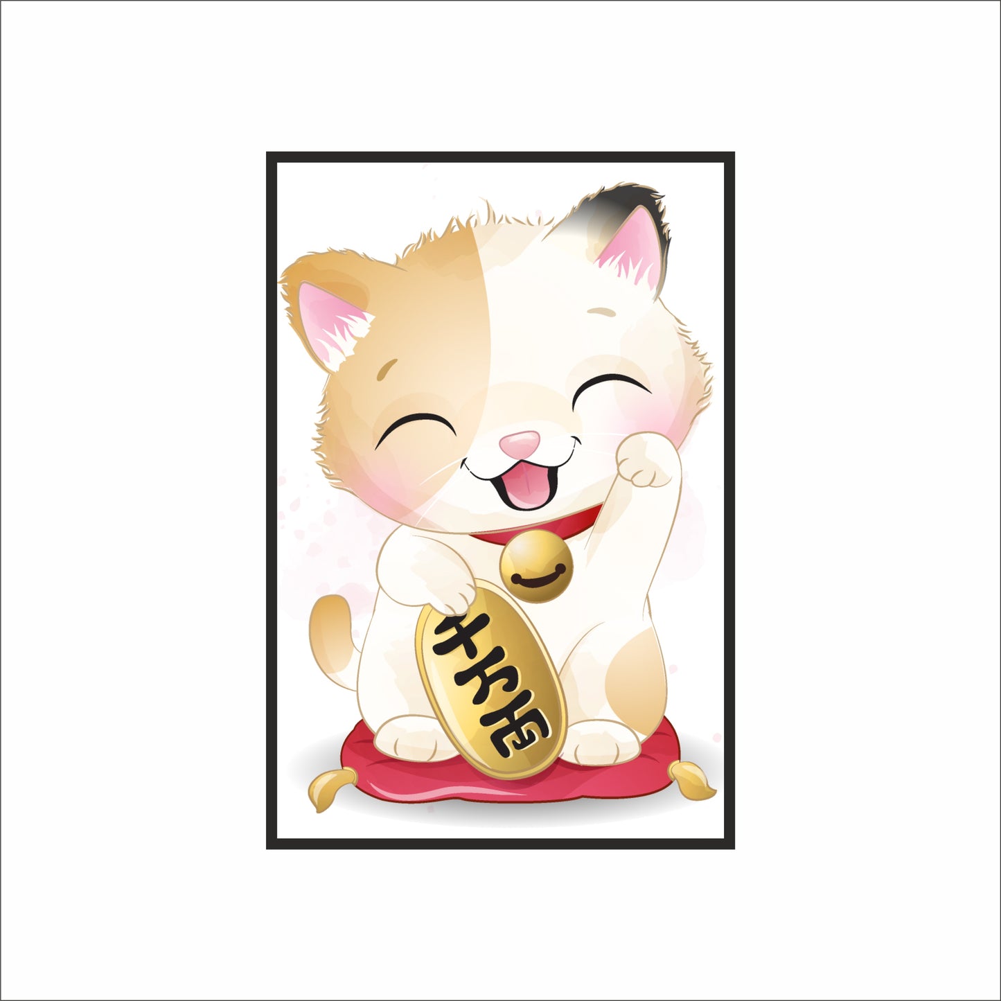 Lucky Kitty Wall Frame – Adorable Cat Art for Kids’ Room & Home Décor 🐱🍀