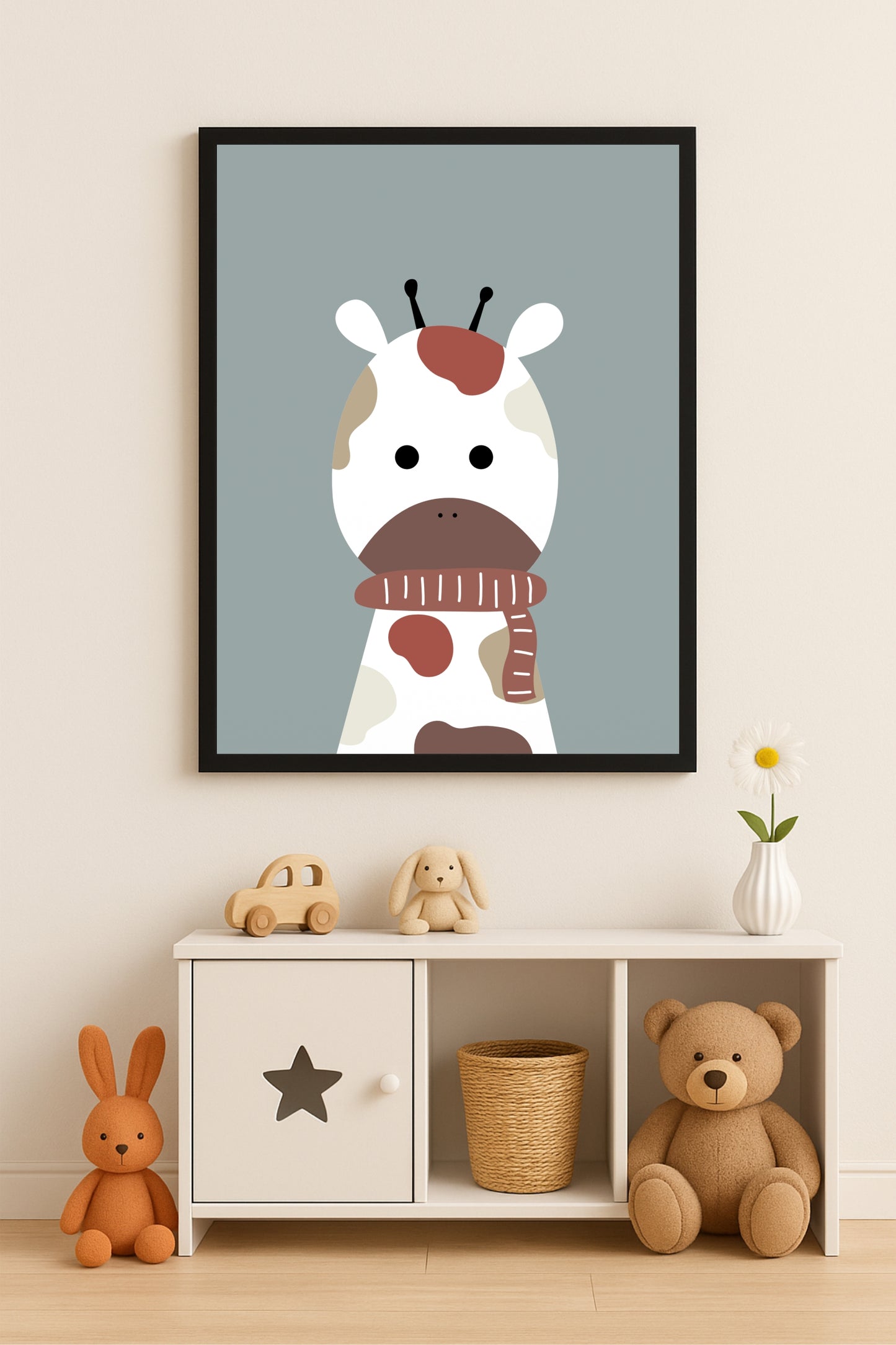 Winter Giraffe Wall Frame – Cozy Cute Animal Art for Kids’ Room Décor 🦒❄️