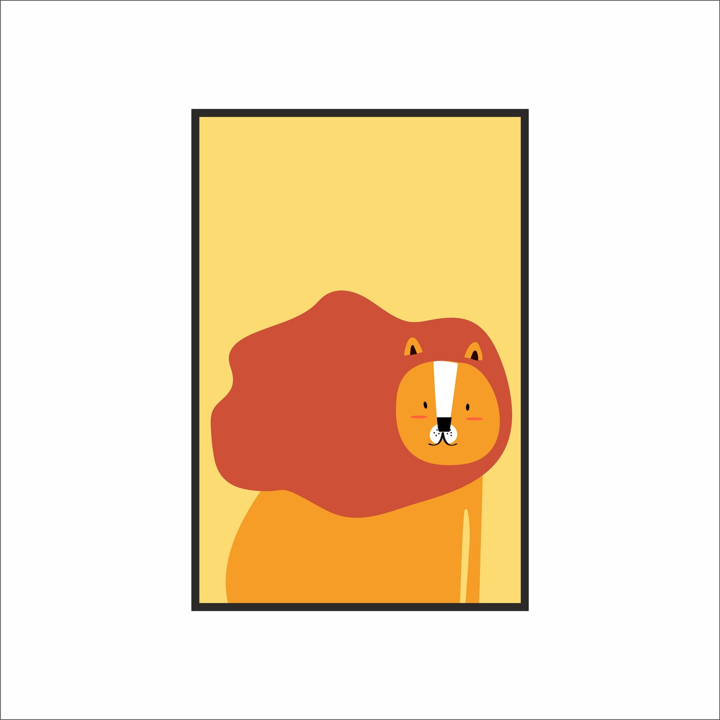 Lazy Lion Wall Frame – Cute Animal Art for Kids’ Room Décor 🦁💛