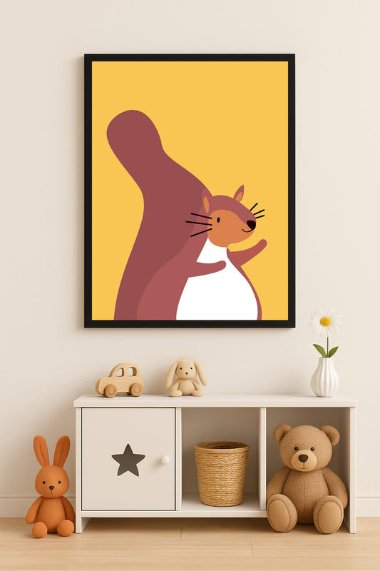 Silly Squirrel Wall Frame – Cute Animal Art for Kids’ Room Décor 🐿️🍂