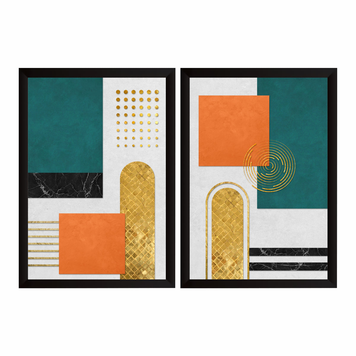 Luxury Abstract Wall Art Set of 2 | Modern Geometric Prints