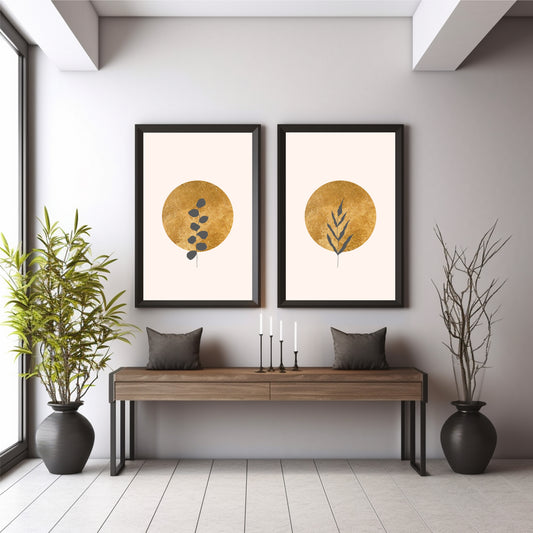 Desert Landscape Wall Art Set of 2 | Minimalist Mountain Sunset Tree Nature Prints