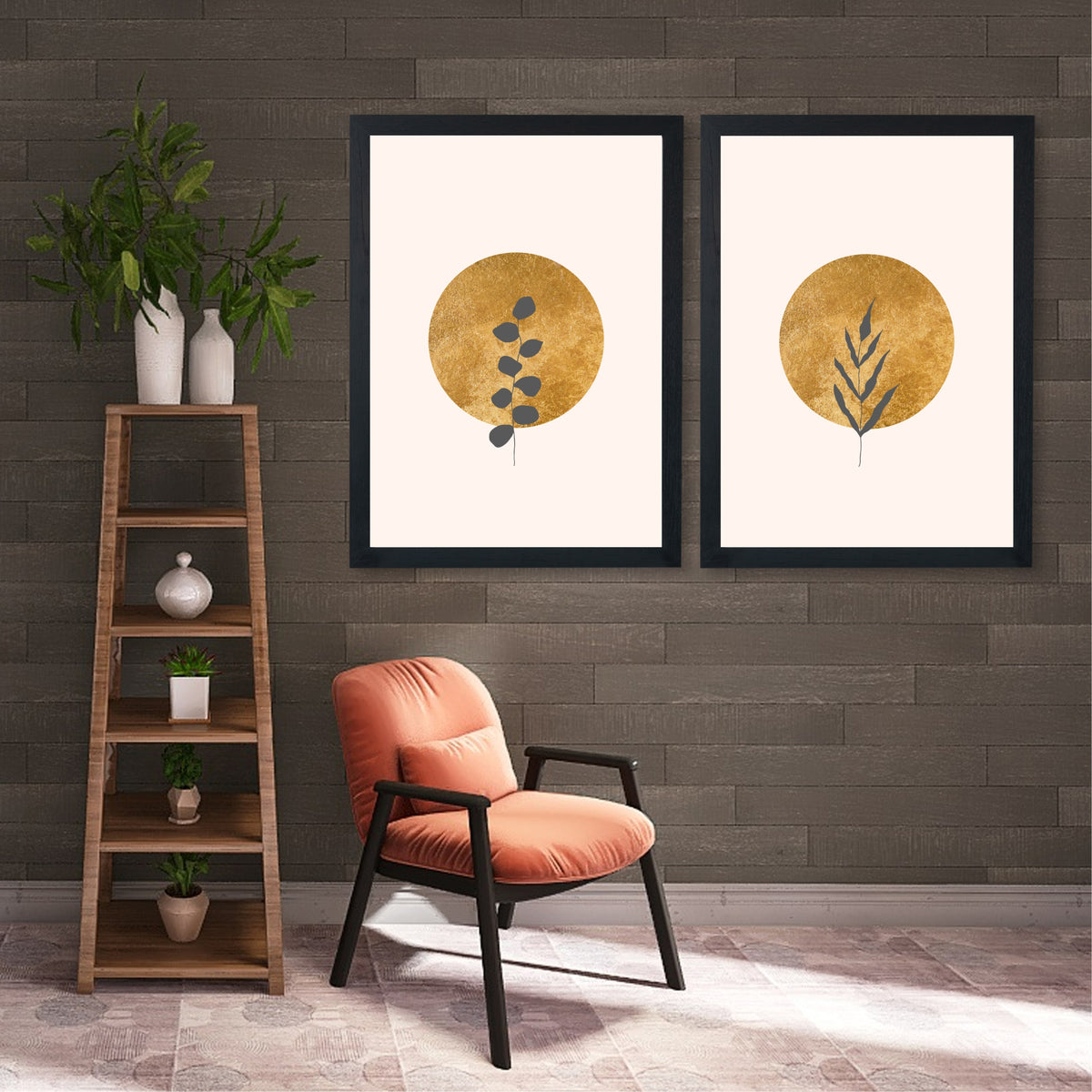 Desert Landscape Wall Art Set of 2 | Minimalist Mountain Sunset Tree Nature Prints