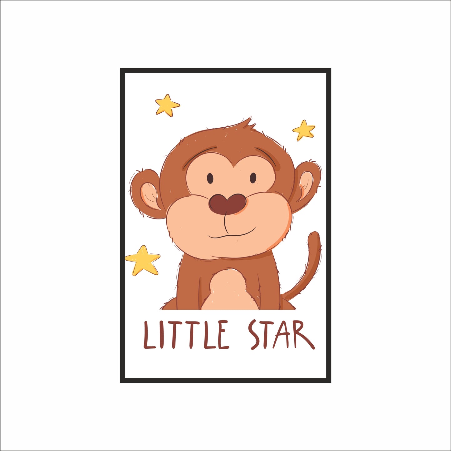 Little Star Monkey Wall Frame – Cute Animal Art for Kids’ Room Décor 🐵⭐