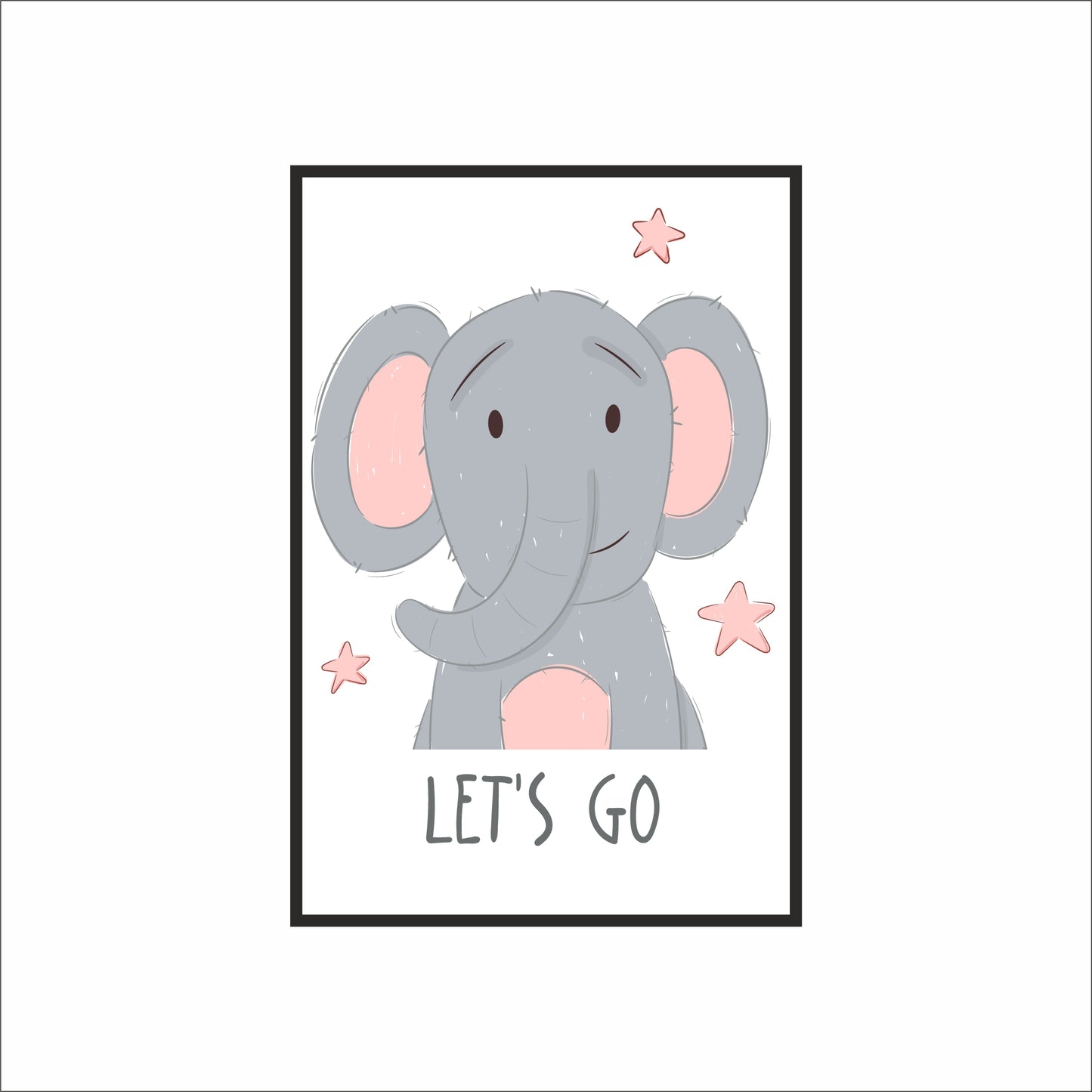 Let’s Go Elephant Wall Frame – Cute Animal Art for Kids’ Room Décor 🐘✨