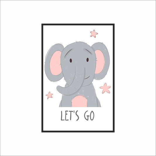 Let’s Go Elephant Wall Frame – Cute Animal Art for Kids’ Room Décor 🐘✨
