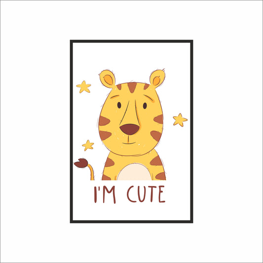 I’m Cute Tiger Wall Frame – Adorable Animal Art for Kids’ Room Décor 🐯💛