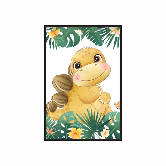 Smiley Dino Wall Frame – Cute Dinosaur Art for Kids’ Room Décor 🦖💚
