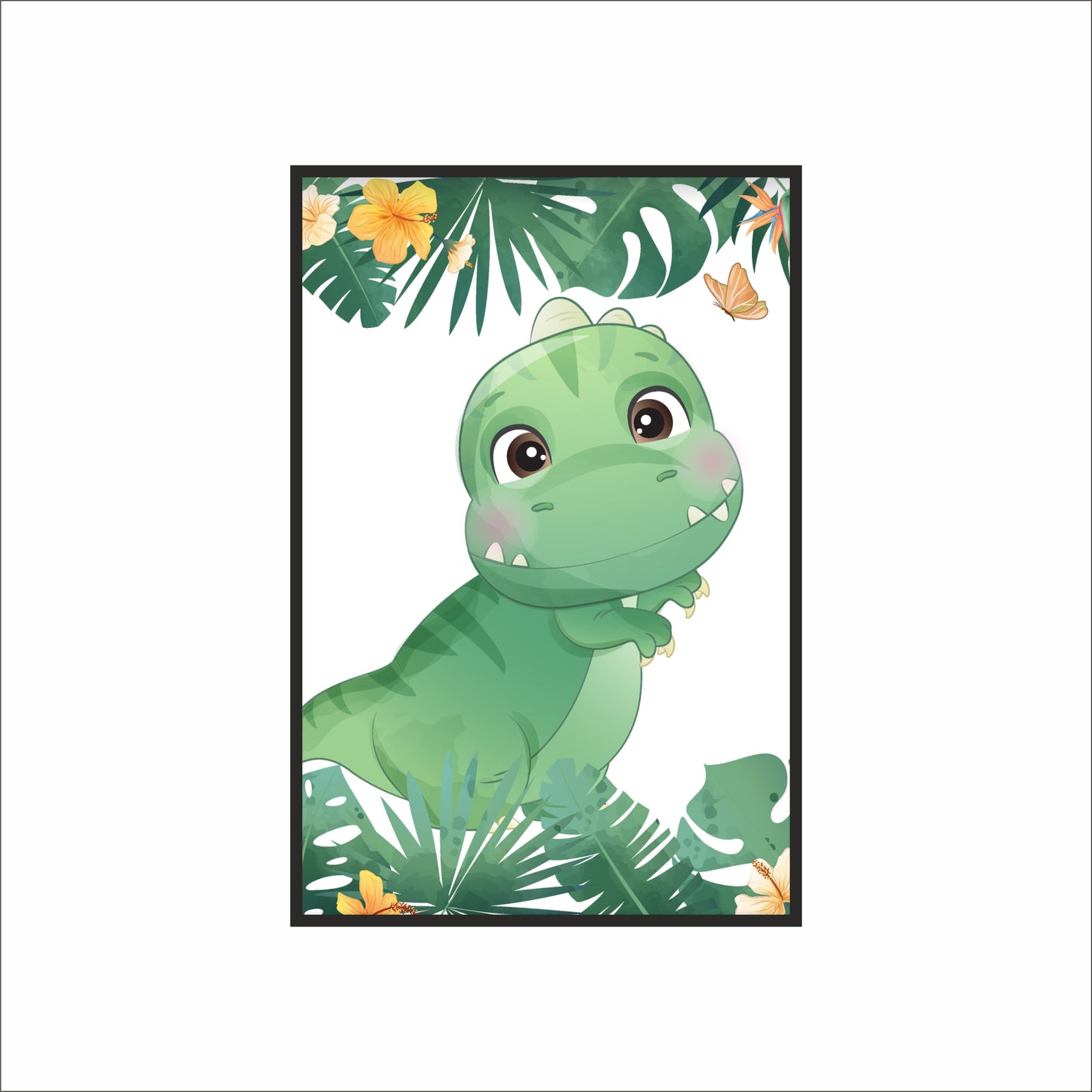 Cuddly Dino Wall Frame – Cute Dinosaur Art for Kids’ Room Décor 🦖🌿