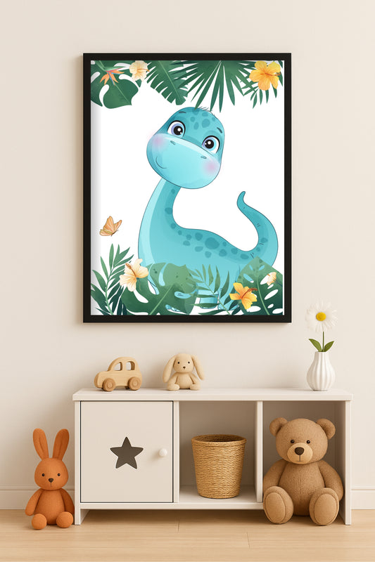 Happy Dino Wall Frame – Cute Dinosaur Art for Kids’ Room Décor 🦕🌿