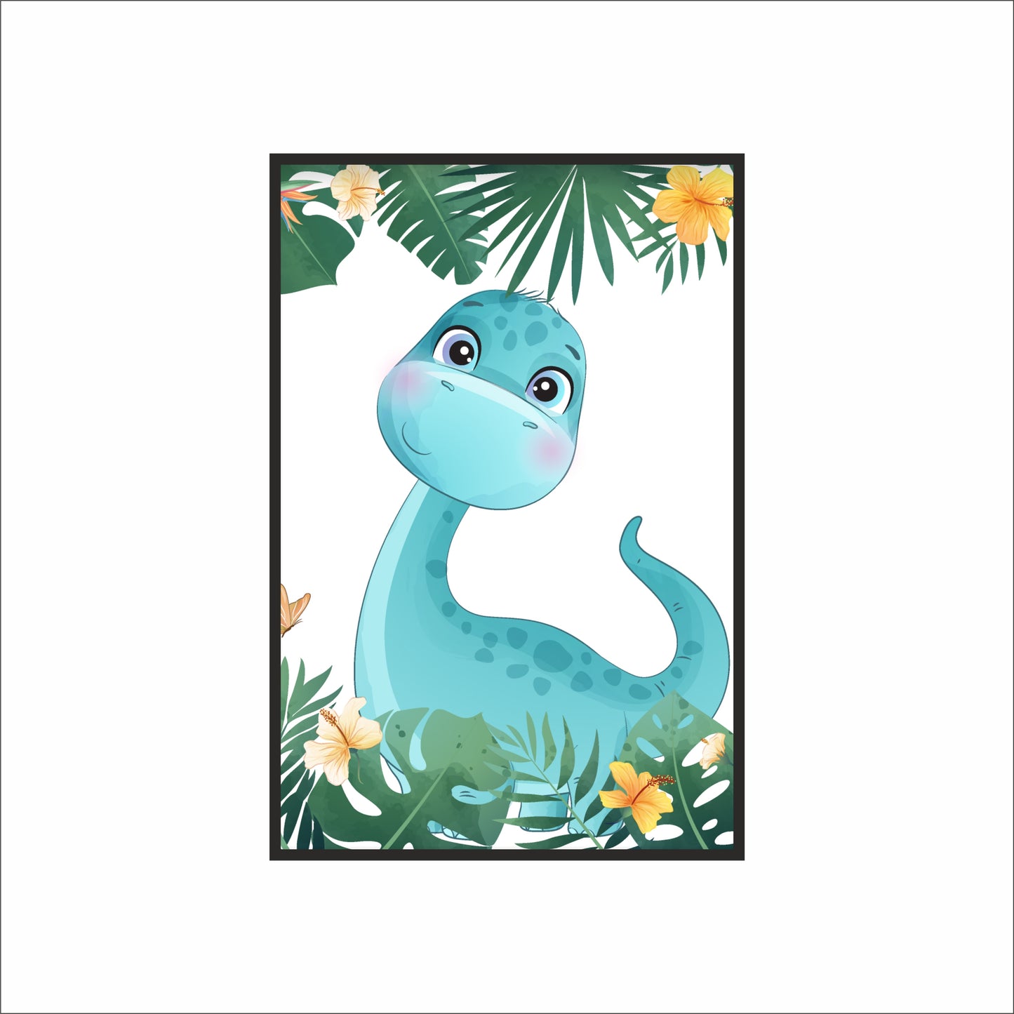 Happy Dino Wall Frame – Cute Dinosaur Art for Kids’ Room Décor 🦕🌿