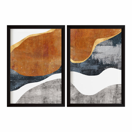 Abstract Landscape Wall Art Set of 2 | Modern Textured Prints