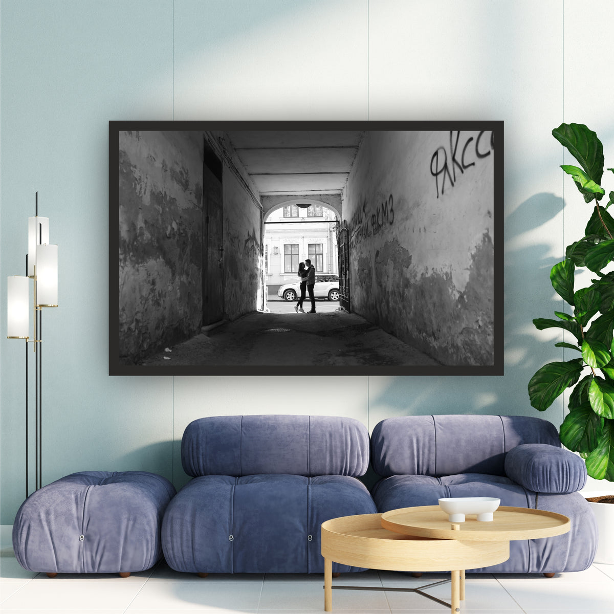 Romantic Couple Black & White Wall Art | Street Photography