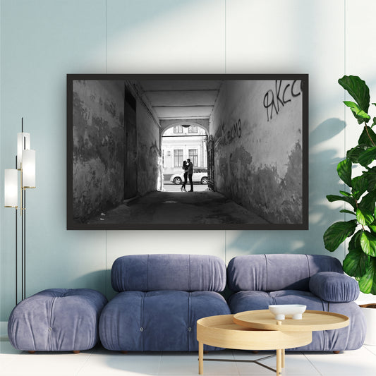 Romantic Couple Black & White Wall Art | Street Photography