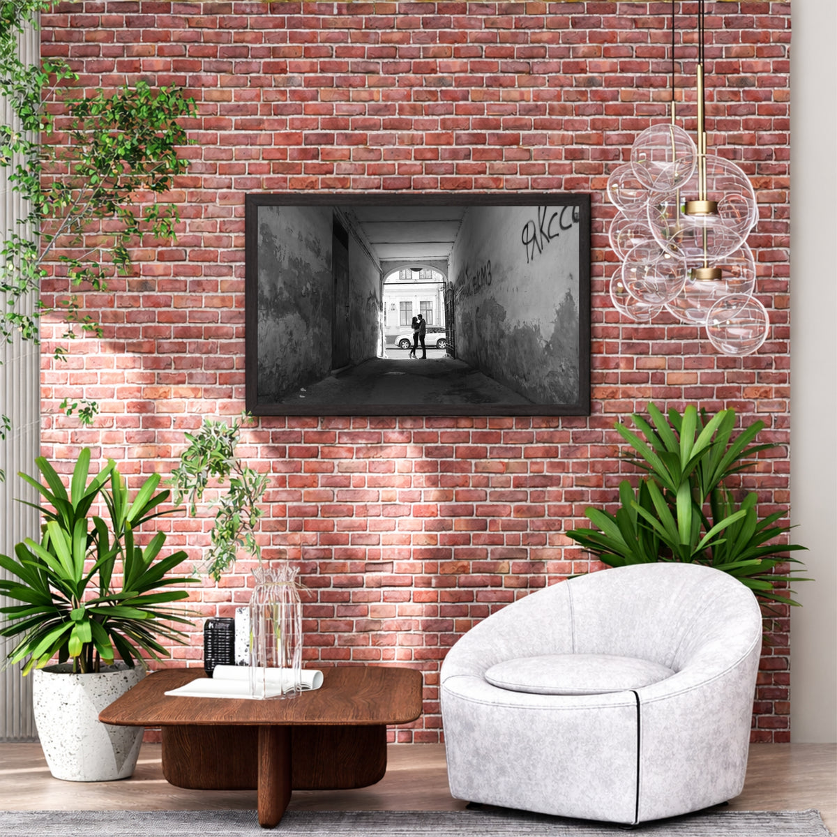 Romantic Couple Black & White Wall Art | Street Photography
