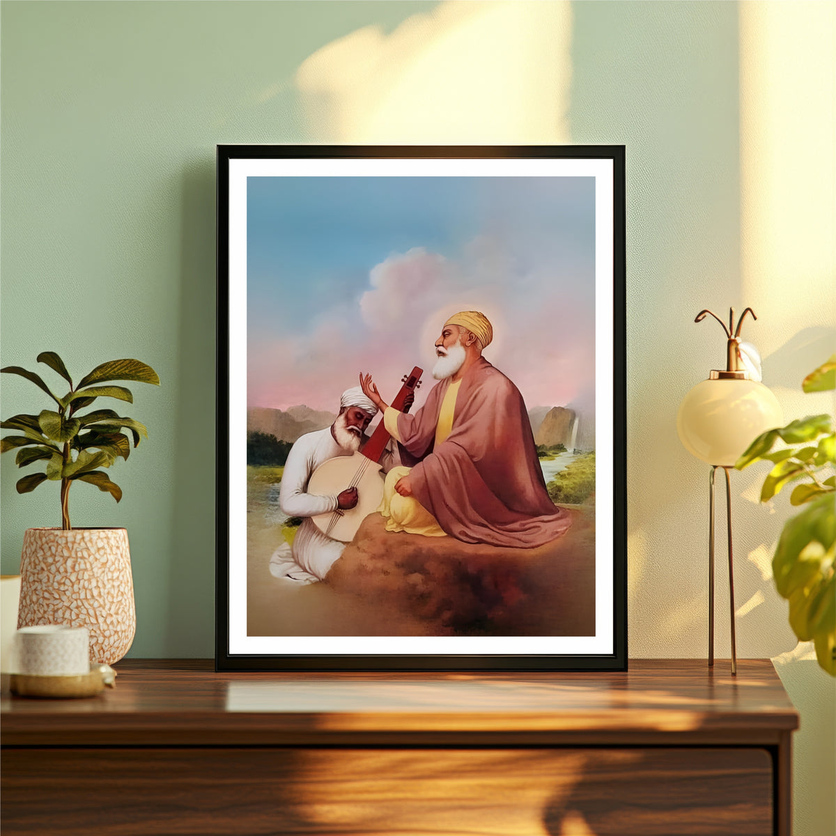 Guru Nanak Dev Ji & Bhai Mardana Ji – Divine Kirtan | Sikh Spiritual Wall Art