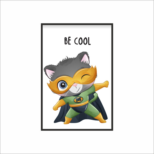 Be Cool Super Cat Wall Art Photo Frame – Fun & Motivational Art for Kids’ Room