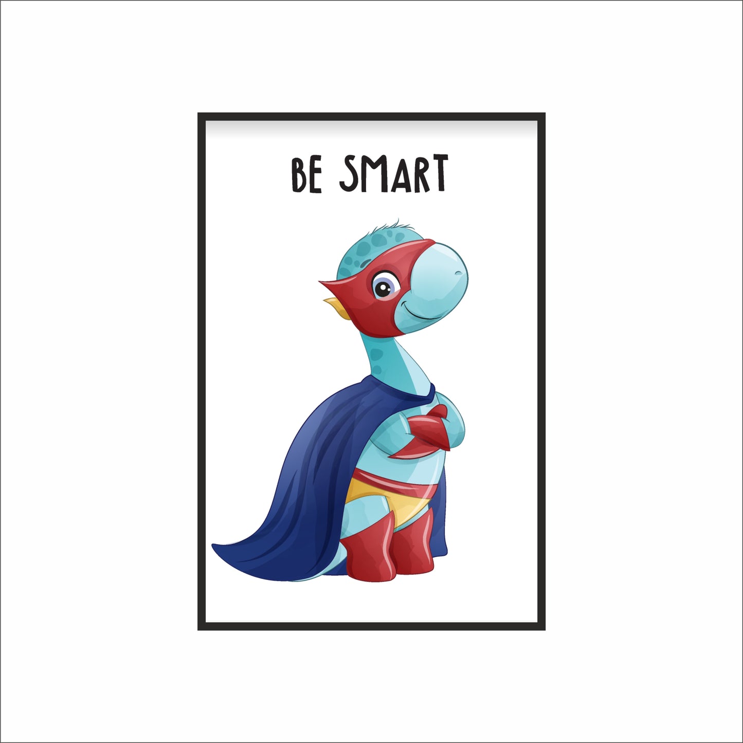 Be Smart Dino Wall Frame – Fun Superhero Art for Kids’ Room 🦕🧠✨