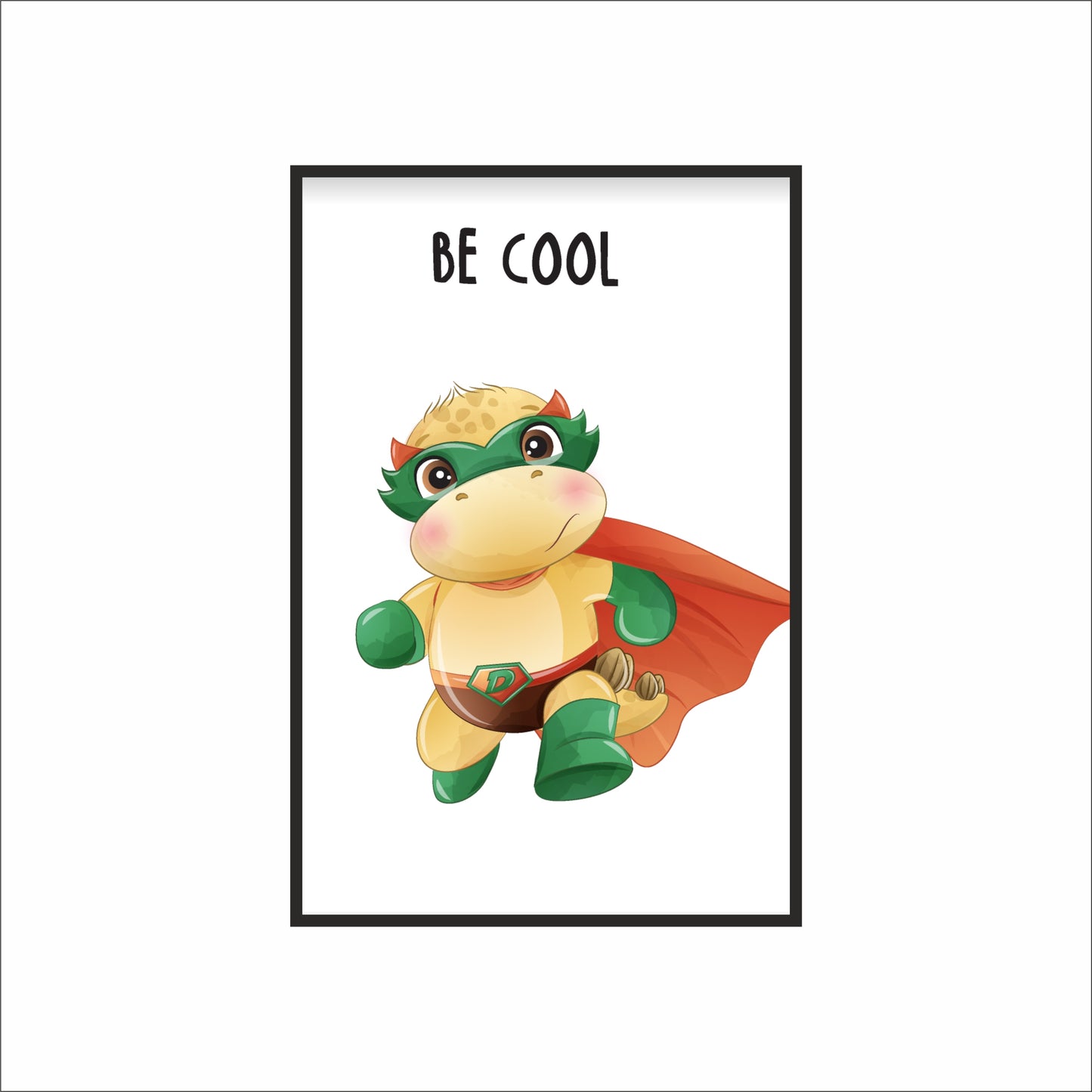 Be Cool Dino Wall Frame – Fun & Playful Superhero Décor for Kids 🦖🕶️❤️