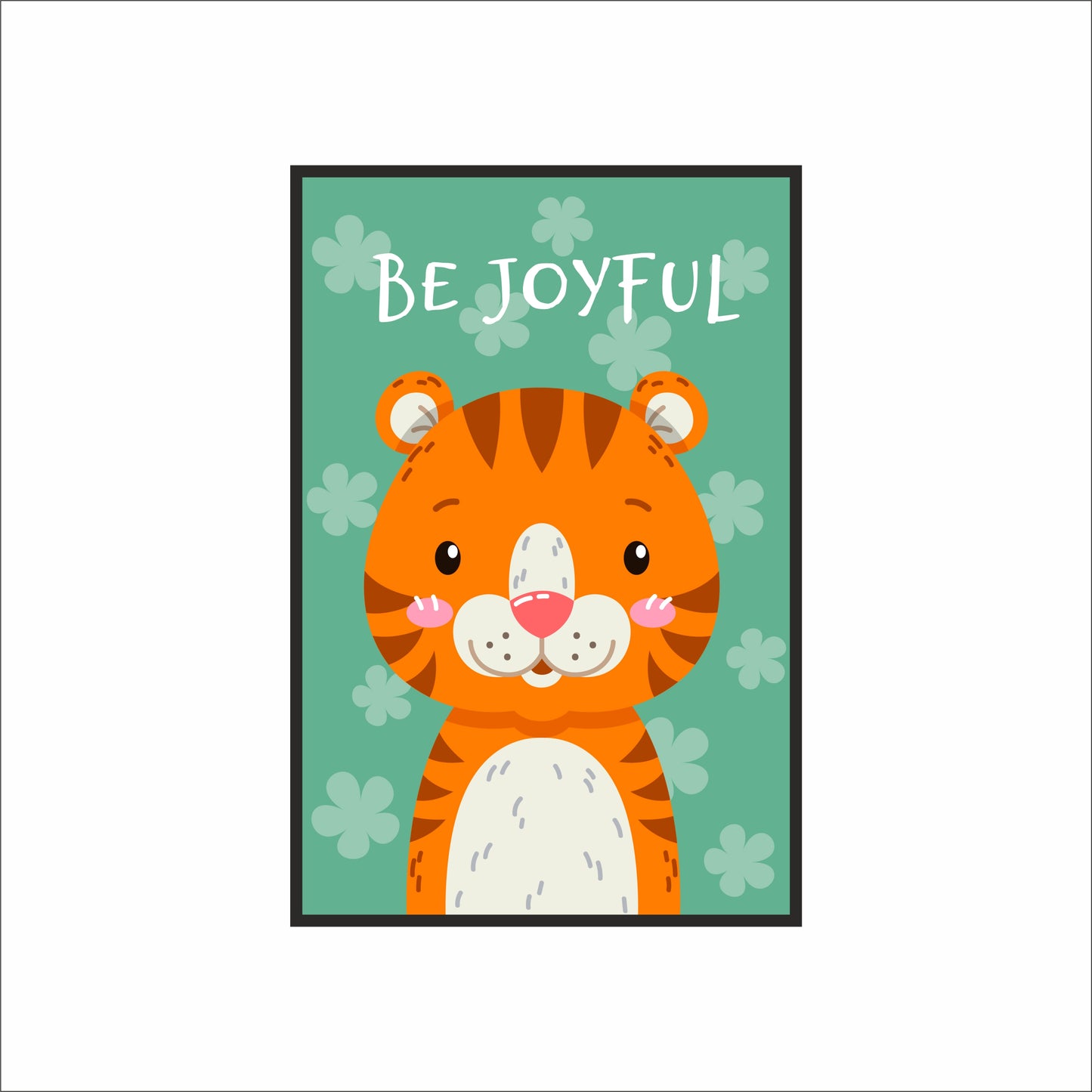 Be Joyful Tiger Wall Frame – Cute & Cheerful Décor for Kids’ Room 🐯💚✨