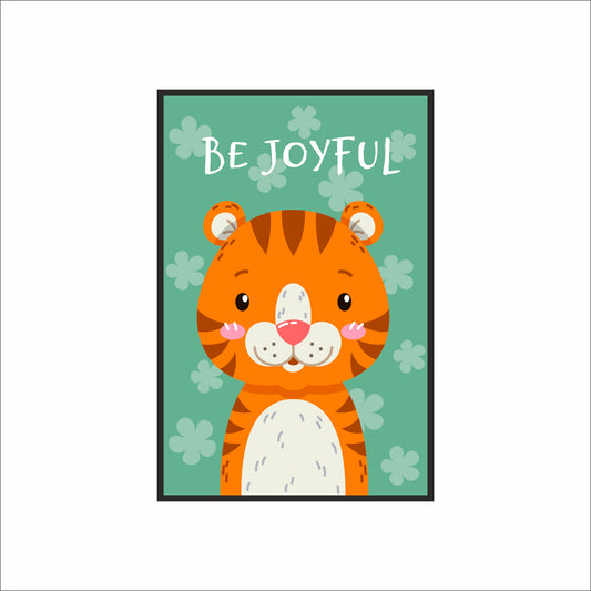 Be Joyful Tiger Wall Frame – Cute & Cheerful Décor for Kids’ Room 🐯💚✨