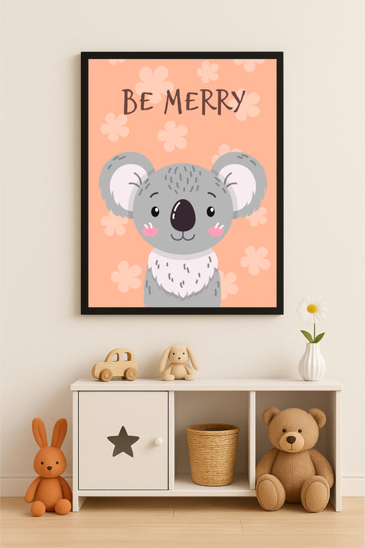 Be Merry Koala Wall Frame – Cute & Happy Décor for Kids’ Room 🐨💖🌸