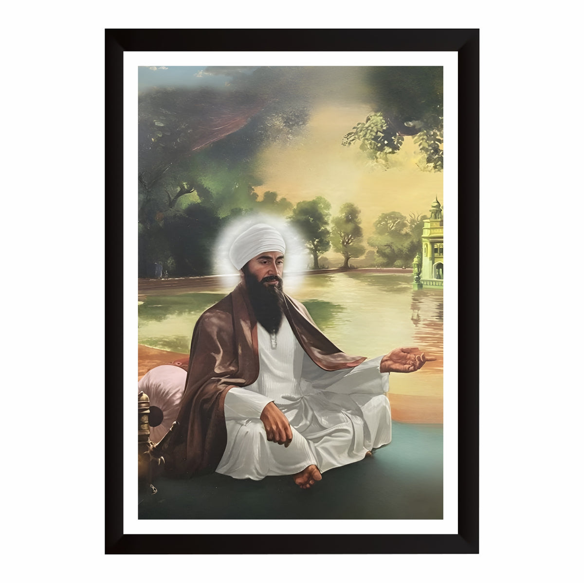 Guru Arjan Dev Ji Meditation Wall Art | Fifth Sikh Guru Spiritual Canvas Painting