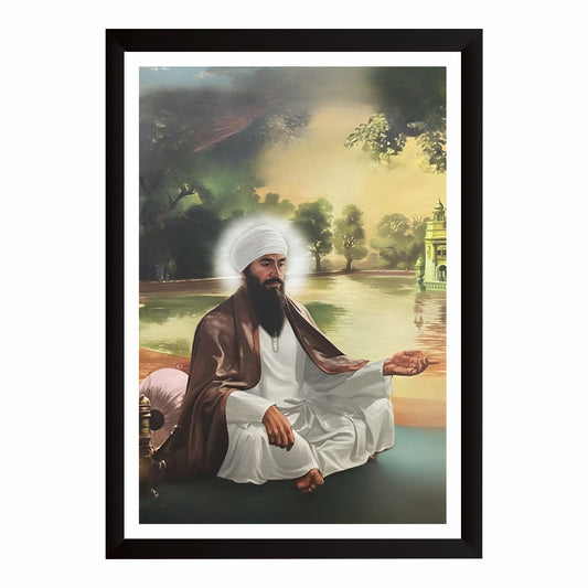Guru Arjan Dev Ji Meditation Wall Art | Fifth Sikh Guru Spiritual Canvas Painting