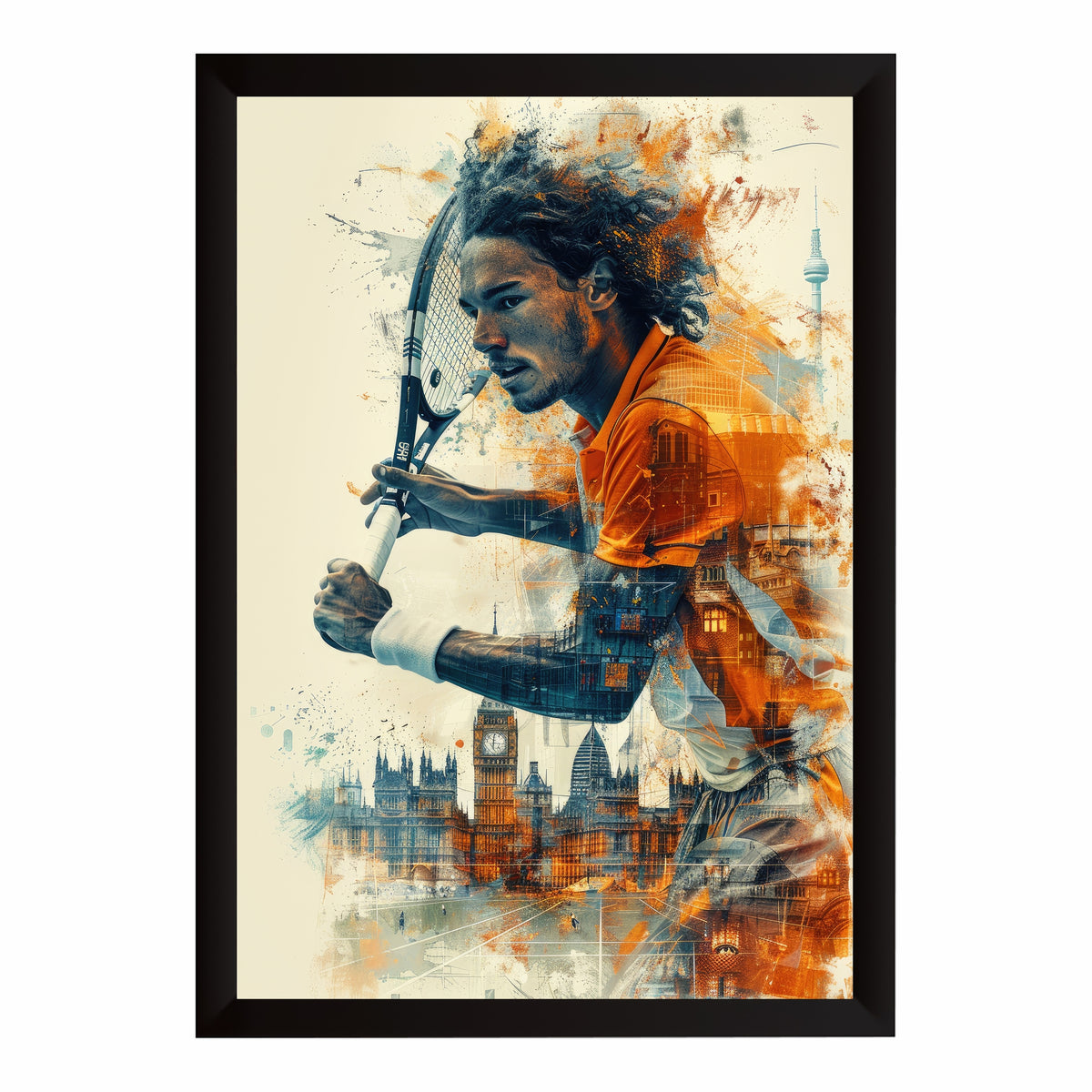 Tennis Wall Art – Premium Tennis Player Poster, London Sports Artwork, Modern Framed Wall Décor for Sports Room, Bedroom & Office