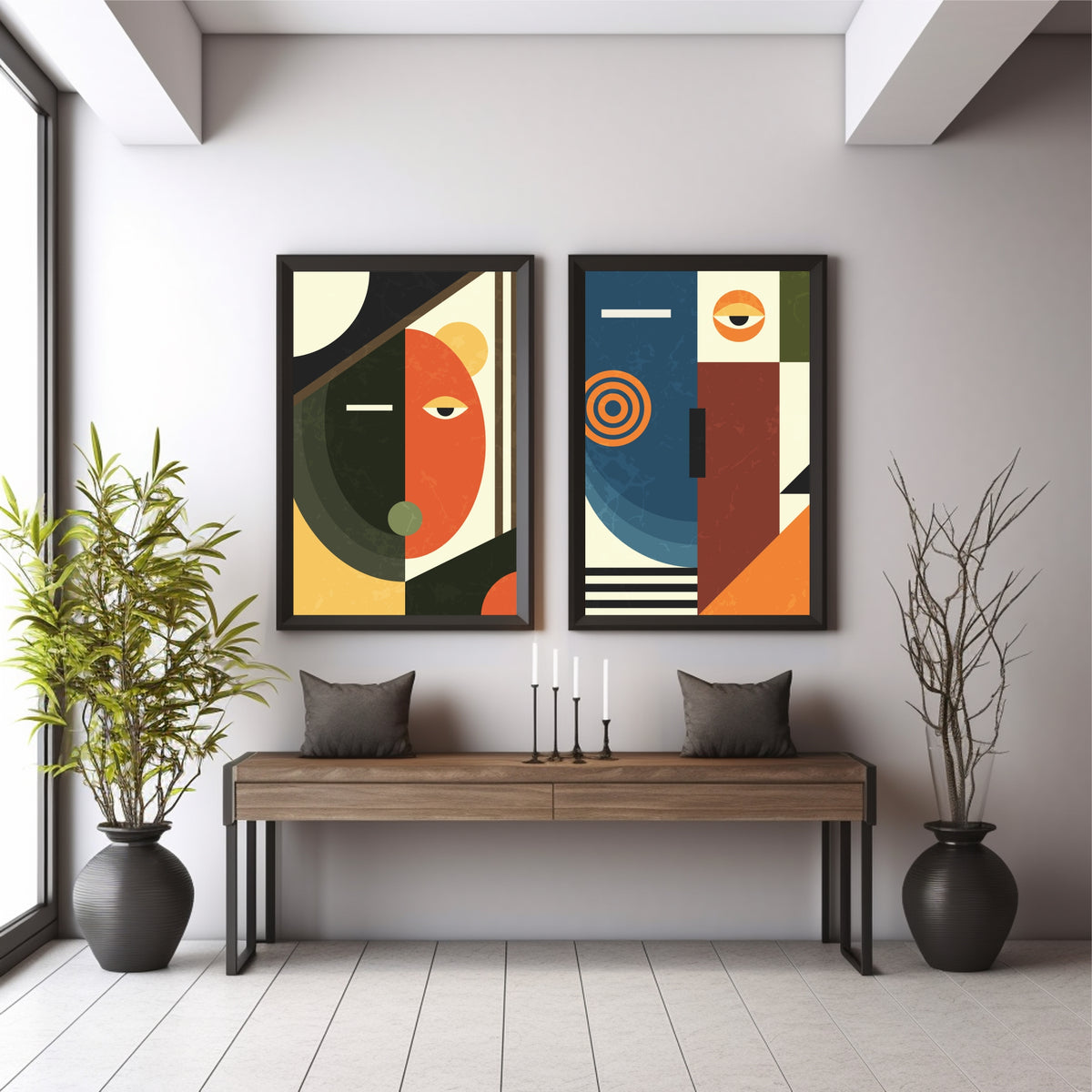 Modern Abstract Geometric Wall Art | Retro Eye Art